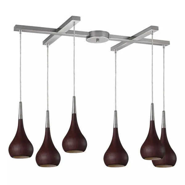 Product Image 1 for Lindsey 6 Light Pendant In Dark Walnut And Satin Nickel from Elk Lighting