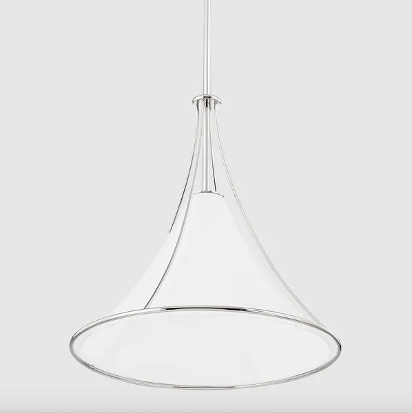 Same pendant design in silver steel finish with white shade