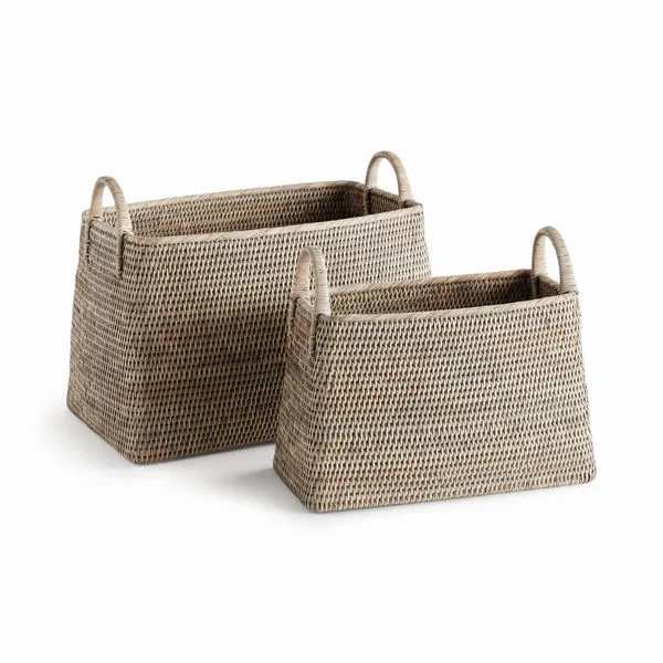 Product Image 1 for Burma Rattan Narrow Magazine Basket, Set Of 2 from Napa Home And Garden
