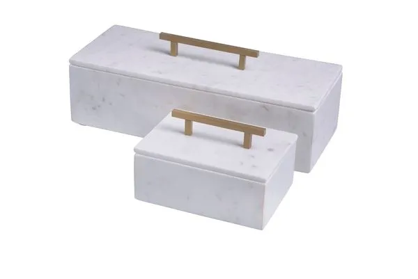 Product Image 4 for Marble Box And Lid With Metal Handle from BIDKHome