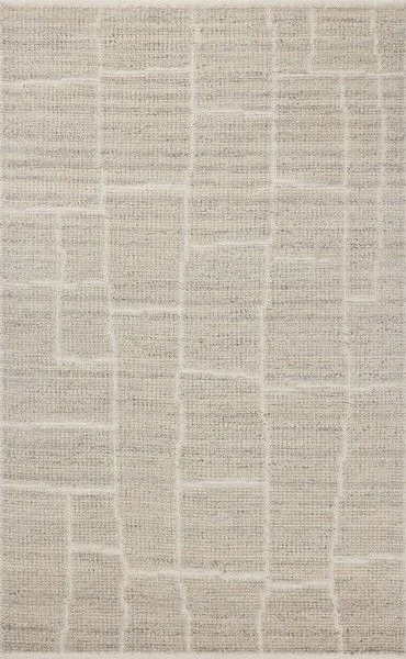 Asha Dove Rug in neutral tones with organic, irregular grid pattern and subtle texture