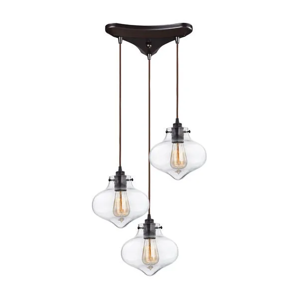 Product Image 1 for Kelsey 3 Light Pendant In Oil Rubbed Bronze And Clear Glass from Elk Lighting