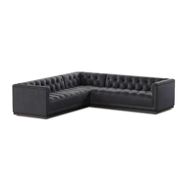 Product Image 1 for Maxx Leather 3-Piece 101" Sectional - Antique Black from Four Hands
