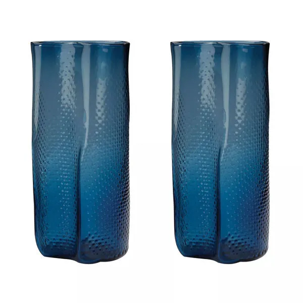 Product Image 1 for Etched Glass Vases In Navy Blue   Set Of 2 from Elk Home