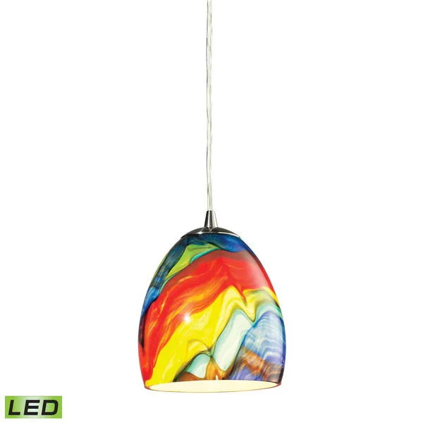 Product Image 1 for Colorwave Collection 1 Light Pendant In Satin Nickel And Rainbow Strek Glass  from Elk Lighting