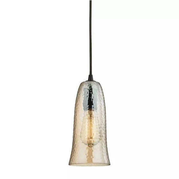 Product Image 1 for Hammered Glass 1 Light Pendant In Oil Rubbed Bronze from Elk Lighting