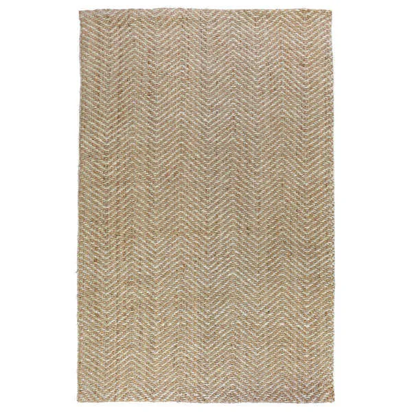 Chevron Handwoven Jute Area Rug in neutral tones with classic chevron pattern and durable natural fibers