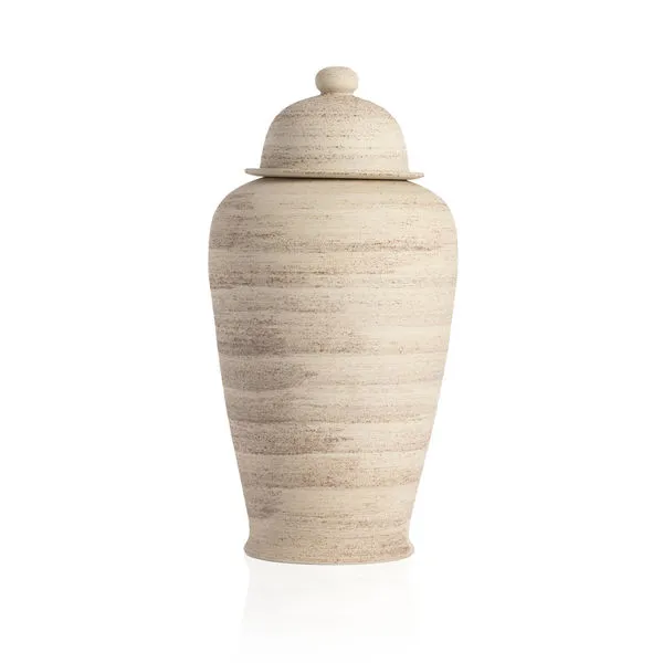 Product Image 1 for Arabella Ceramic Jar With Lid - Distressed Cream from Four Hands