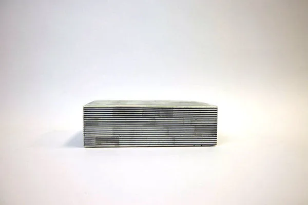 Jeff Large Black/Ivory Thin Striped Bone Box with sleek rectangular shape and finely detailed black and ivory horizontal s...