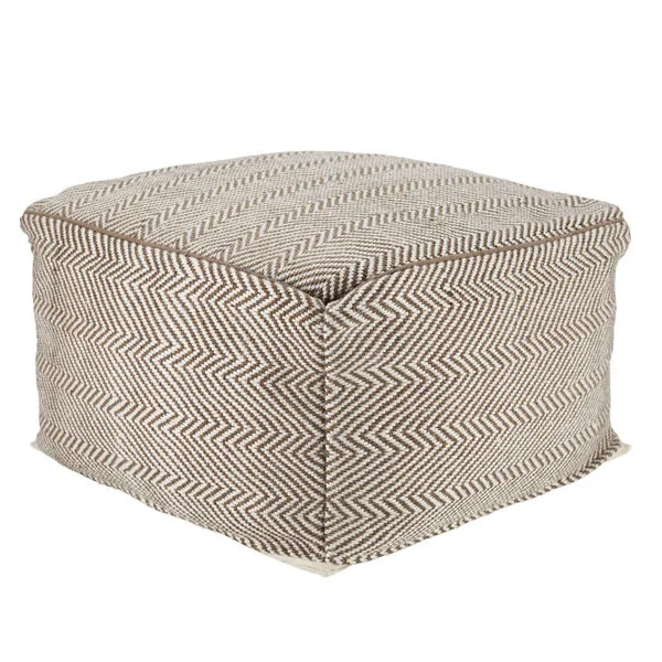 Product Image 3 for Frenir Indoor/ Outdoor Chevron Taupe/ White Cuboid Pouf from Jaipur 