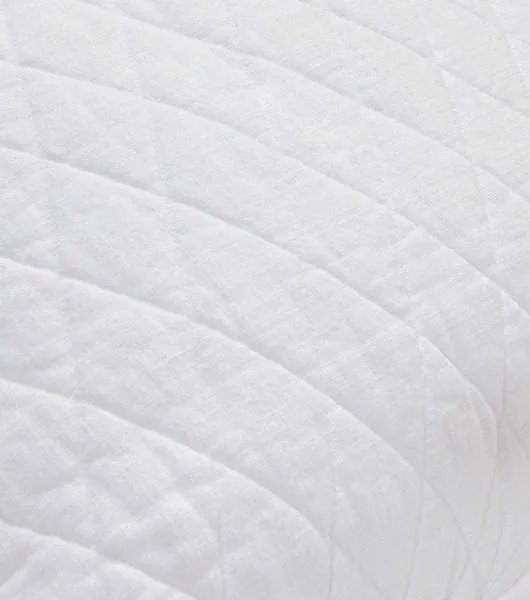 White cotton sham with prewashed soft texture and classic diamond quilted pattern