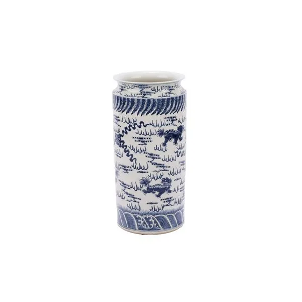 Product Image 1 for Blue & White Lion Umbrella Stand from Legend of Asia