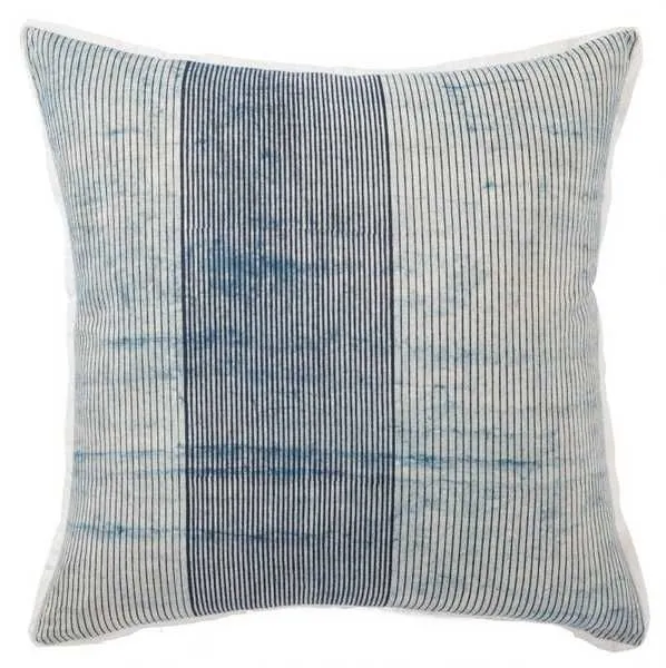Product Image 4 for Alicia Handmade Stripe Blue/ White Down Throw Pillow 22 Inch from Jaipur 