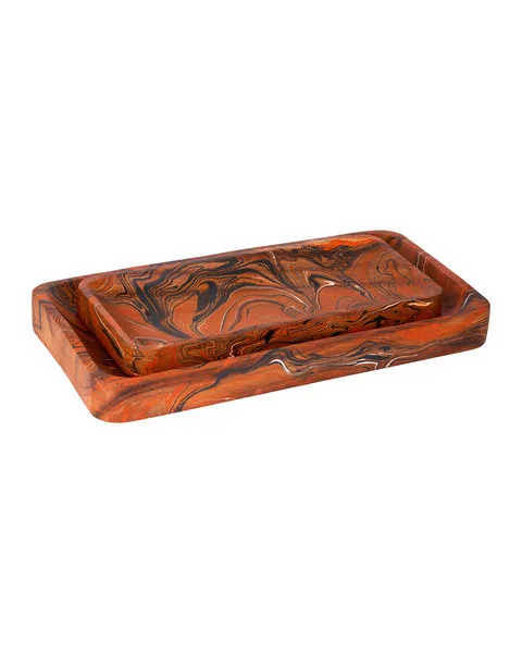 Product Image 1 for Divine Orange Tray, Set of 2 from Currey & Company