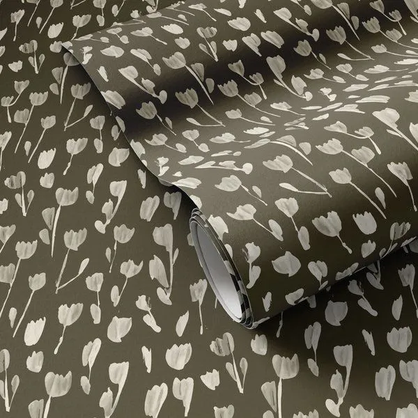 Product Image 1 for Wild Flowers I Olive II Wallpaper by Roseanne Kenny from Four Hands