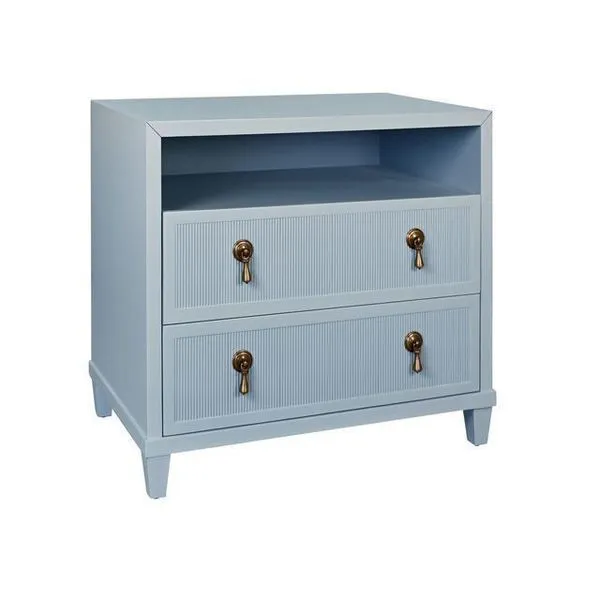 Product Image 2 for Two Drawer, Open Shelf Side Table With Fluted Drawer Fronts In Matte from Worlds Away