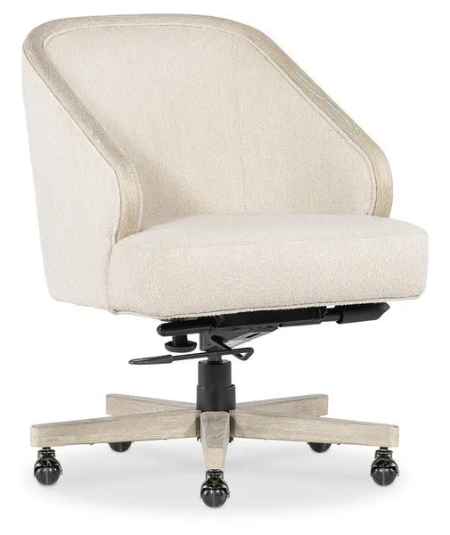 Paloma Executive Swivel Tilt Chair with barrel-back, Inverness Natural fabric upholstery, Diamond wood base with casters