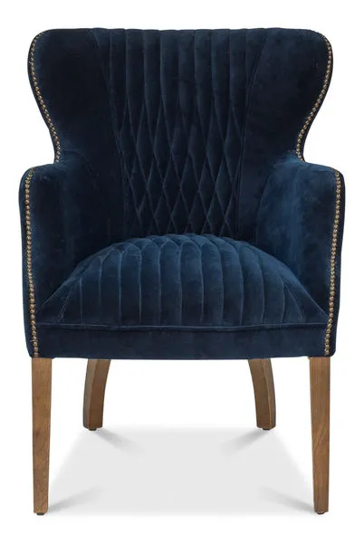 Product Image 5 for Dieter Petite Wing Chair, Blue Velvet from Sarreid Ltd.