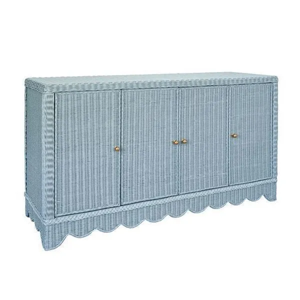 Product Image 2 for Four Door Painted Light Blue Rattan Buffet from Worlds Away