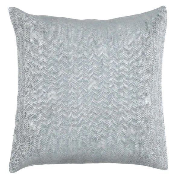 Gray euro sham with a French herringbone woven pattern in 100% cotton fabric