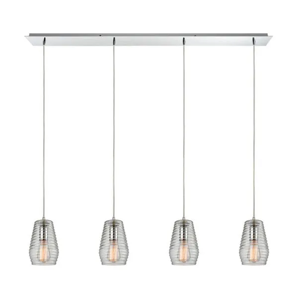 Product Image 1 for Ribbed Glass 4 Light Pendant from Elk Lighting