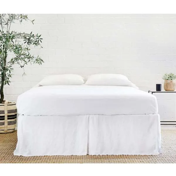 Product Image 1 for Pleated White Linen California King Bed Skirt from Pom Pom at Home