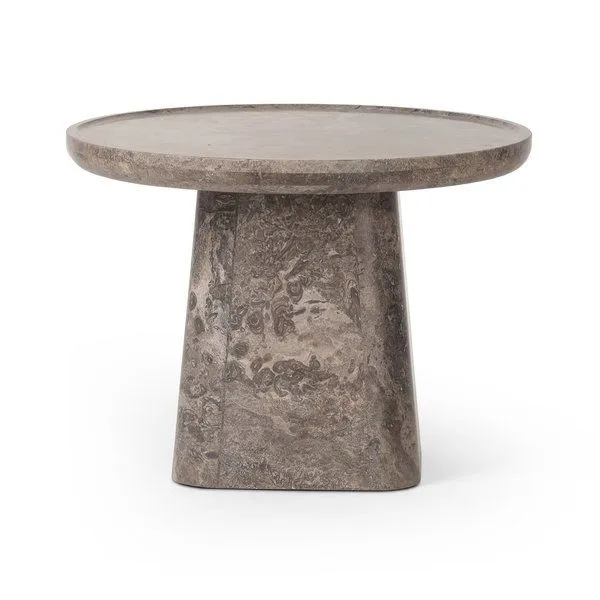 Product Image 1 for Zane Warm Grey Marble End Table from Four Hands