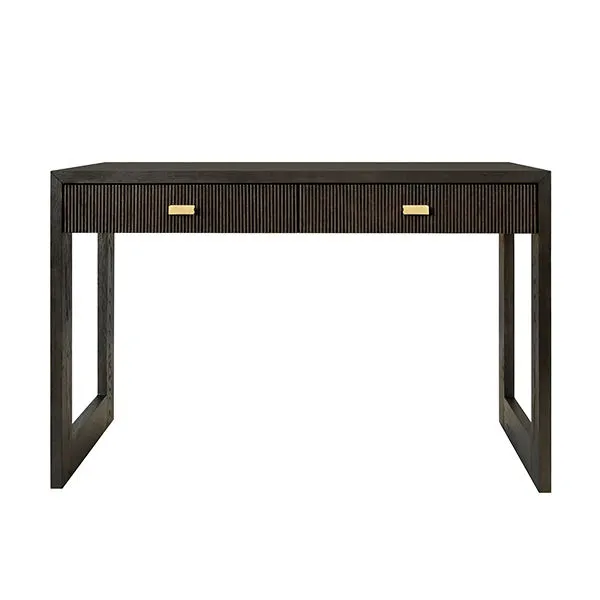 Product Image 1 for Larkin Two Drawer Desk With Fluted Detail In Dark Espresso Oak from Worlds Away