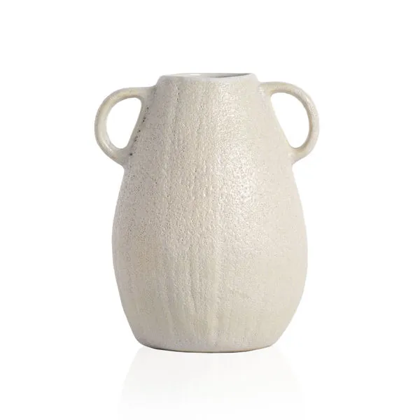 Cream-colored Cascada Large Vase with lightly textured ceramic surface and two loop handles