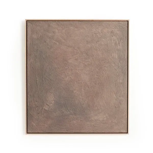 Midnight Harvest by Tyler Guinn textured abstract painting in muted brown tones with organic patterning in a thin wooden f...