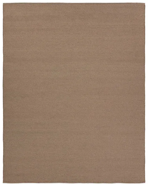 Solid taupe handwoven indoor outdoor rug with chunky reversible weave in 18 by 18 inches
