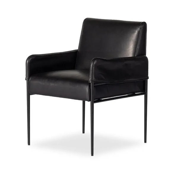 Product Image 1 for Brickel Black Leather Dining Armchair from Four Hands