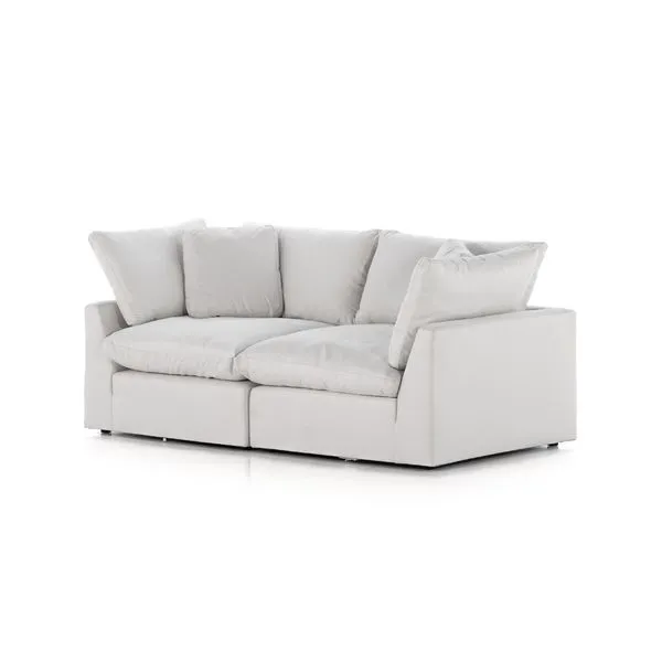 Stevie 2 Piece Sectional Sofa in light beige with plush feather-blend cushions and low square arms