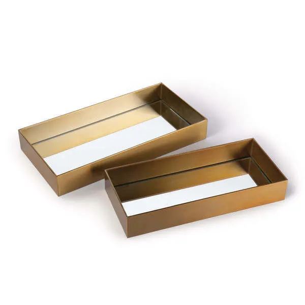 Product Image 1 for Rectangle Metal Tray Set (Natural Brass) from Regina Andrew Design