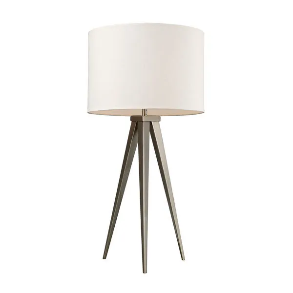 Product Image 1 for Salford Table Lamp In Satin Nickel With Off White Linen Shade from Elk Home
