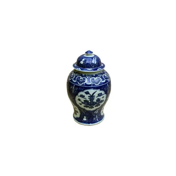 Product Image 1 for Blue & White Madallion Antique Design Temple Jar from Legend of Asia