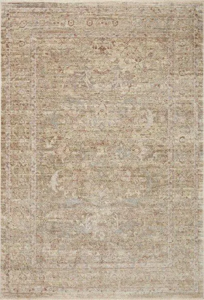 Traditional Sonnet 9'3" x 13' moss and natural toned rug with intricate faded pattern