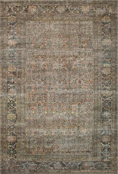 Traditional multi color Adrian Terracotta rug with intricate vintage-inspired floral and geometric patterns