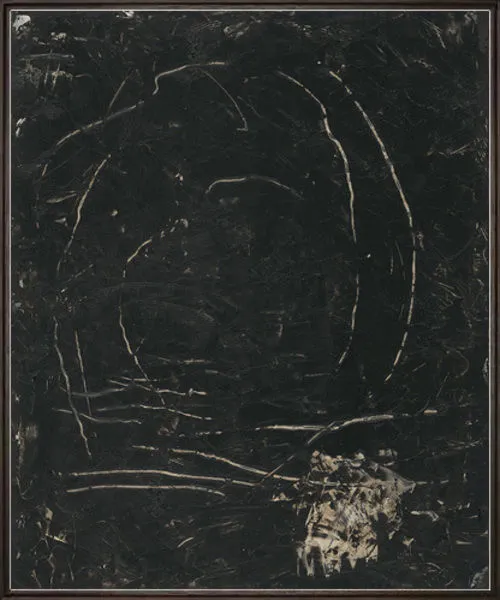 Midnight II painting viewed straight on with Espresso Brown Float frame visible