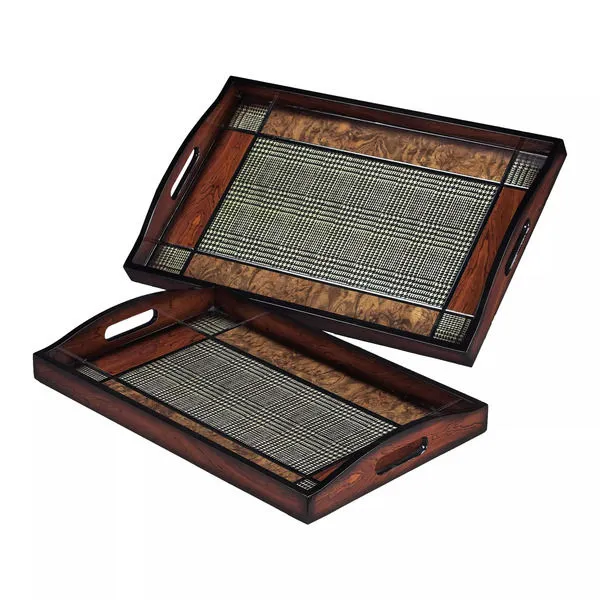 Product Image 1 for Set Of 2 Checked Trays from Elk Home