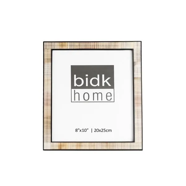 8x10 inch Resin Horn Picture Frame with a textured cream and brown border and slim black inner edge