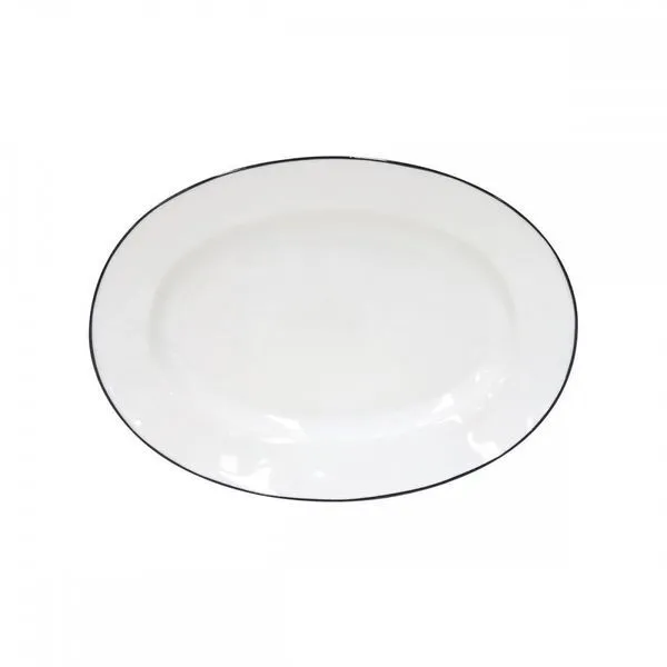 Product Image 1 for Beja Small Ceramic Stoneware Oval Platter - White & Blue from Costa Nova