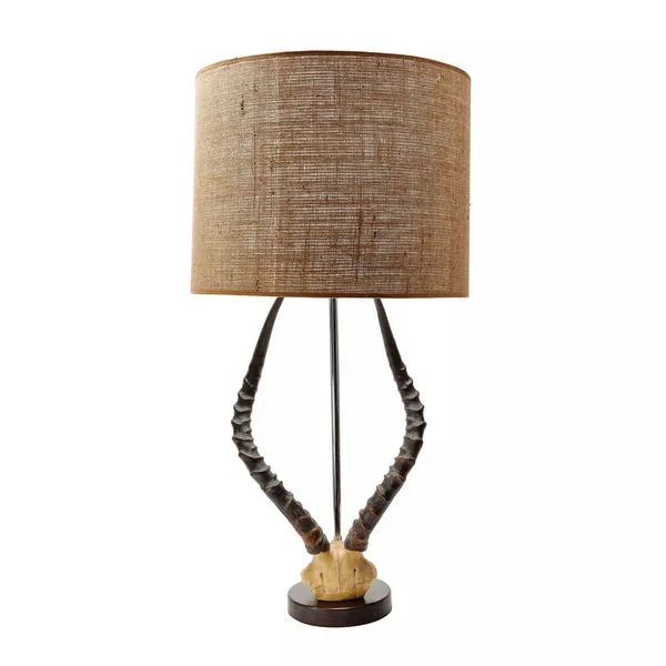 Product Image 1 for Faux Horn Table Lamp In Brown With Burlap Shade from Elk Home