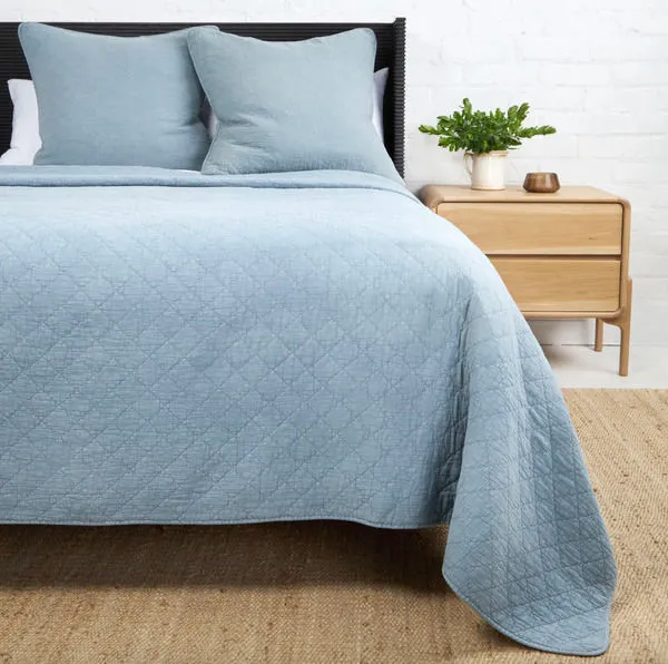 Product Image 1 for Huntington Cotton King Coverlet - Dusty Blue from Pom Pom at Home