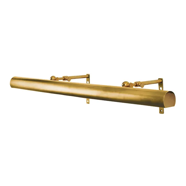 Long brass Vernon 4 Light Picture Light with rounded ends and two adjustable mounting arms