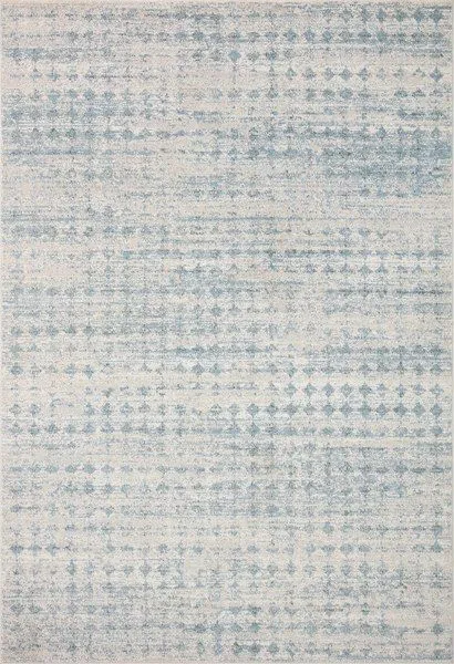 Kamala Sky Dove transitional area rug with neutral blue and dove gray Moroccan-inspired geometric pattern