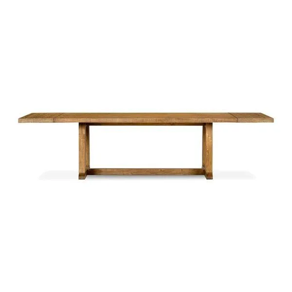 Front view showing extended table with both bread boards inserted for extra length