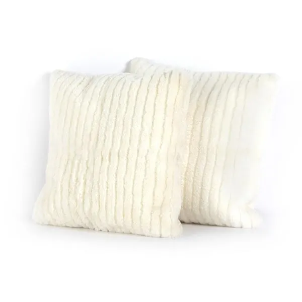 Product Image 3 for Banded Cream Sheepskin Pillow, Set of 2 from Four Hands