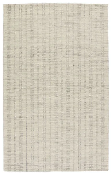 Handwoven Marietta area rug with a cream base and subtle black ticking stripe pattern in a low-pile wool fabric