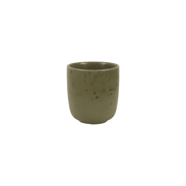 Olive green Bosque Stoneware Tumbler with a smooth, slightly speckled matte finish and rounded cylindrical shape